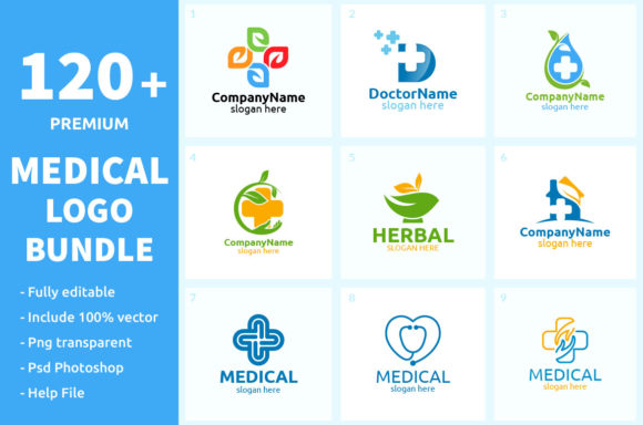 120 Medical Logo Bundle: Elevate Your Healthcare Brand Identity