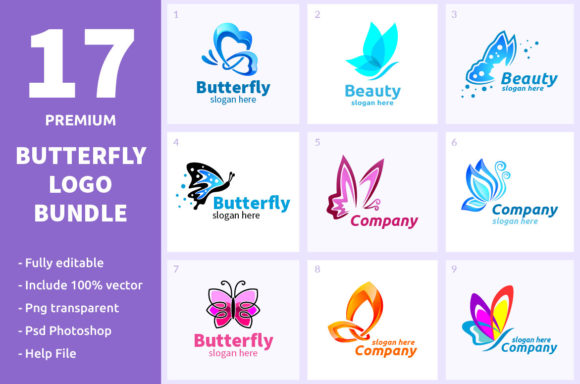 17 Butterfly Logo Bundle: Premium Brand Assets for Creators