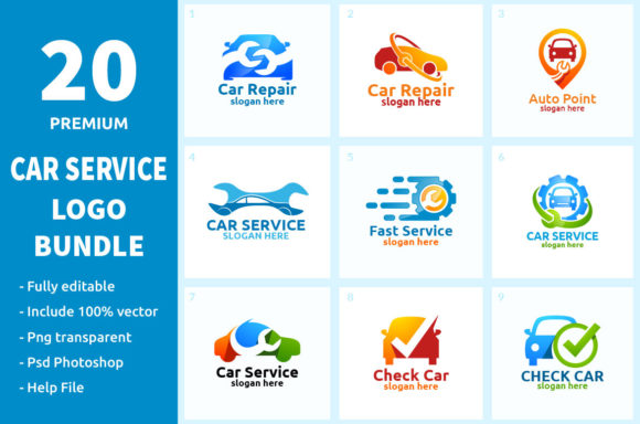 20 Car Service Logo Bundle: Elevate Your Automotive Branding