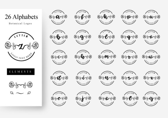 26 Lowercase Alphabets Botanical Logos for Creative Designs