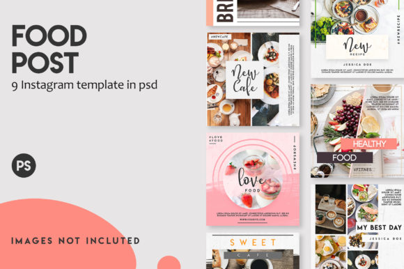 9 Food Instagram Post Template Set: A Powerful Tool for Visual Branding and Marketing
