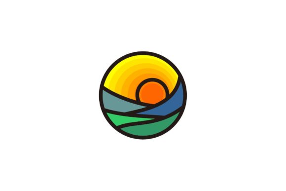 Colorful Sunrise and Forest Minimalist Vector