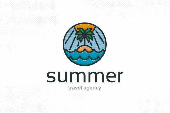 Summer Beach Island Logo Template